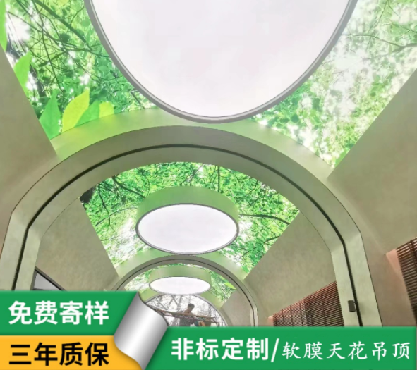 来图定制安装软膜天花吊顶 软膜天花高清UV喷绘酒店走廊灯膜工程