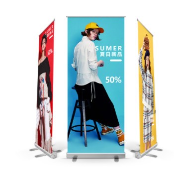 易拉宝展示架工厂直供便携伸缩海报架铝合金门型展架立式广告牌图2