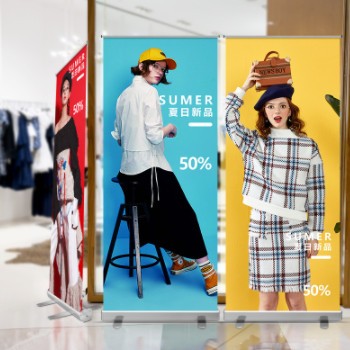 门店广告牌工厂直供铝合金室内外海报架门型展架伸缩展示架易拉宝图3