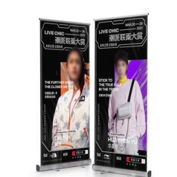 门店广告牌工厂直供铝合金室内外海报架门型展架伸缩展示架易拉宝图2