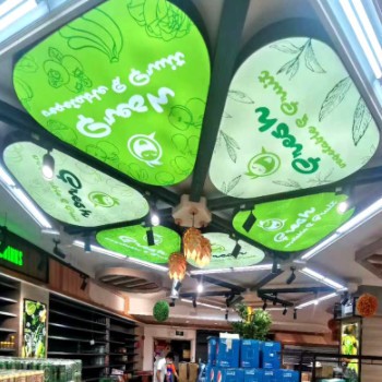 厂家直销安装UV喷绘软膜天花 连锁超市高清透亮异形吸顶卡布灯箱图3
