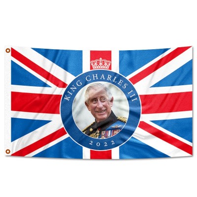 英国国王查尔斯三世挂旗 King Charles III户外旗帜 90x150涤纶