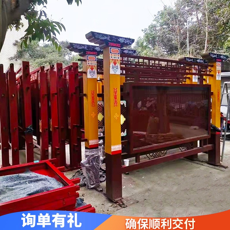户外藏式仿古不锈钢宣传栏异形公示栏橱窗展板公告栏生产厂家图2