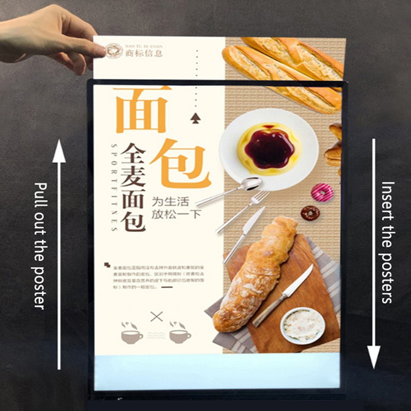 玻璃面板LED超薄抽画灯箱餐饮奶茶店挂墙式餐厅室内发光广告招牌图2