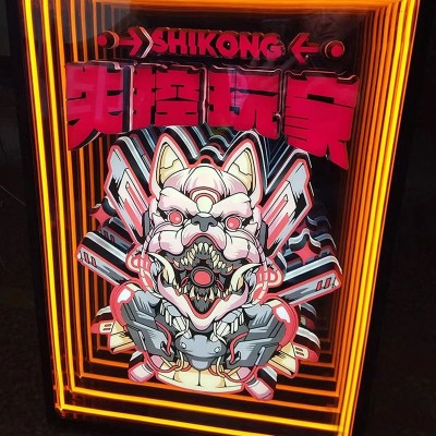 3D千层镜发光字深渊镜LED霓虹灯广告牌门头招牌文化墙厂家定 制