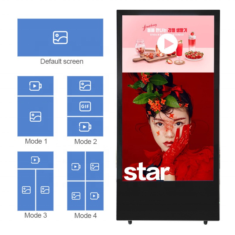 movable advertising totem 4k digital signage battery recharg图3