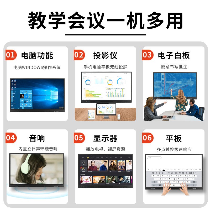 定制多媒体教学一体机75/86寸幼儿园互动壁挂智能投影教育一体机图2