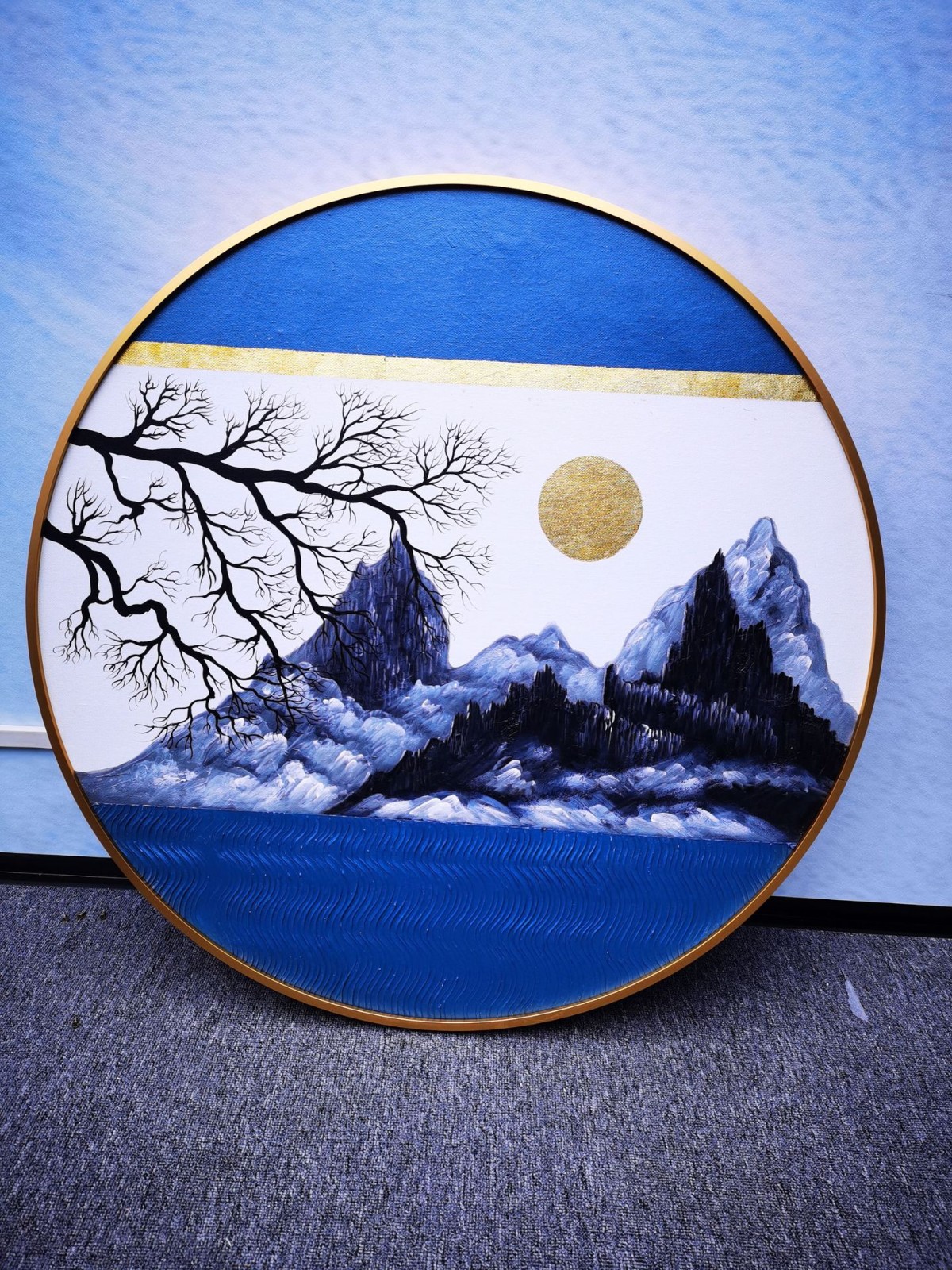 定制方形圆形装饰画 纯手绘 肌理装饰画图3