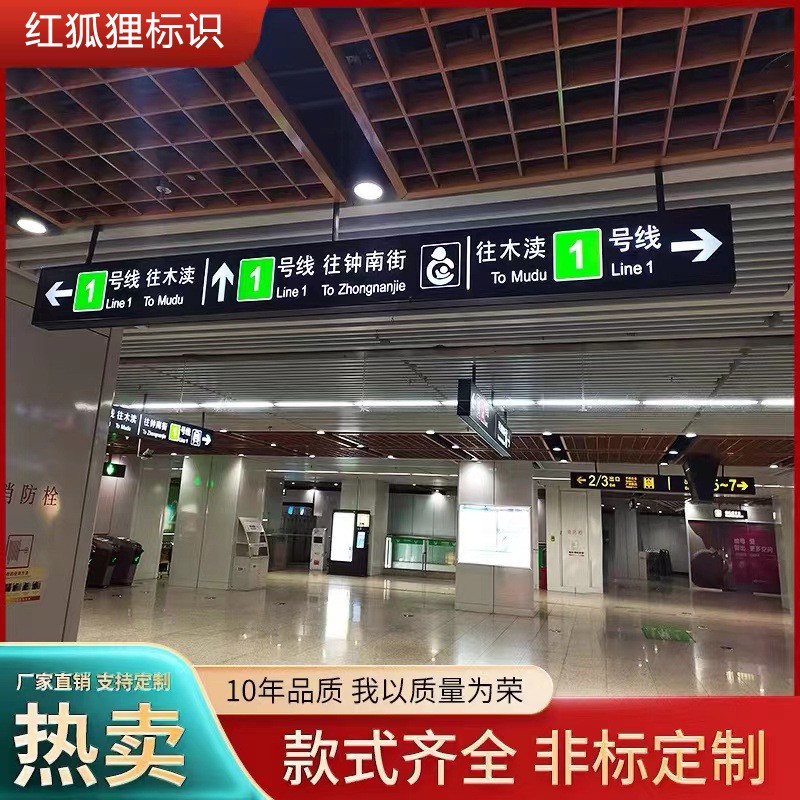 商场吊牌灯箱广告指示牌设计医院地下车库发光悬空牌双面导视厂家图3