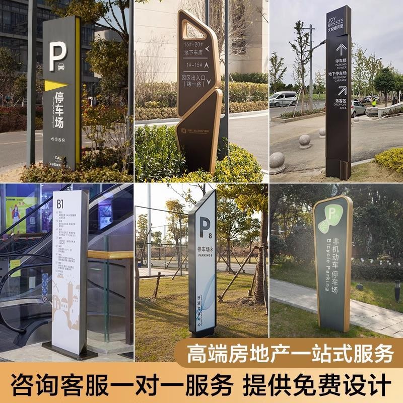 立式精神堡垒标识标牌停车场导向牌商场导视牌村牌导向牌小区指示图2