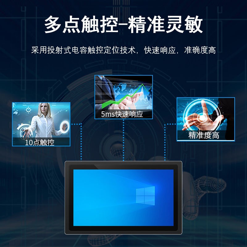 17/19寸全铝工控触摸一体机 工业嵌入式显示器 电容触摸平板电脑图3