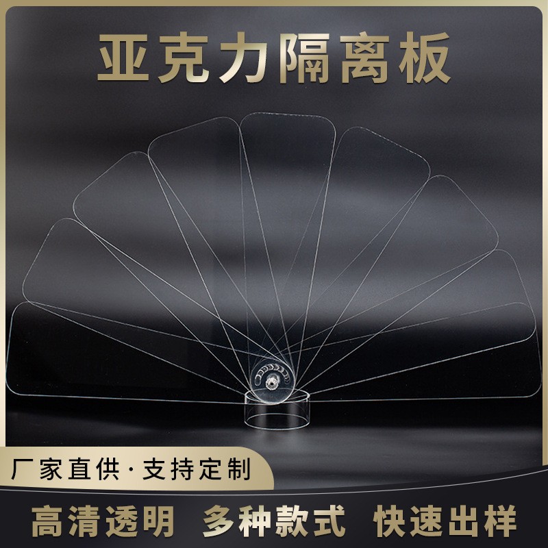 新款亚克力扇形隔离板高清透明防水防飞沫细菌传播隔离板厂家直供图3