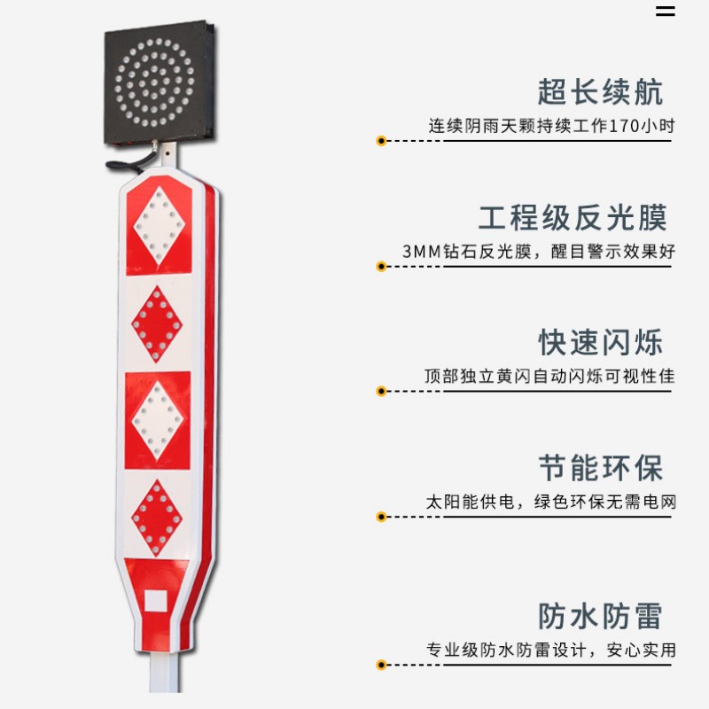 led行人优先黄闪灯 学校路口频闪警示灯 礼让行人太阳能道口标