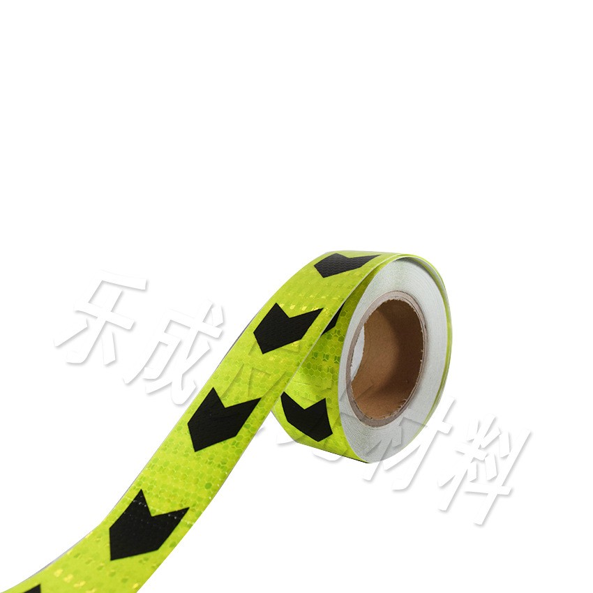 荧光黄黑箭头货车指示标志贴楼道反光地贴PVC晶格膜图2
