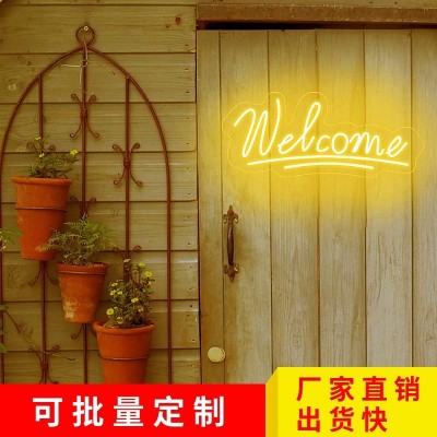 welcome 字母造型装饰灯招牌发光字展览霓虹灯广告牌跨境亚马逊