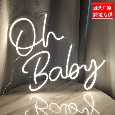 led霓虹灯oh baby表白造型灯招牌亚克力板霓虹装饰灯外贸跨境专供
