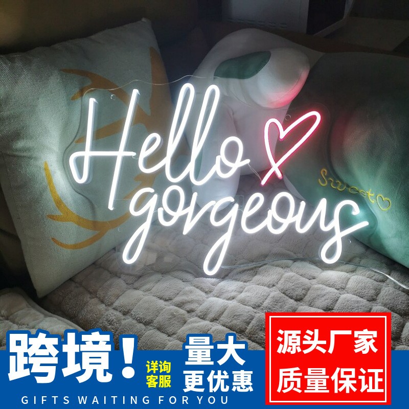 霓虹灯Hello gorgeous你好英文字母led装饰灯婚礼发光字外贸专供图3