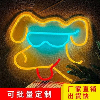 狗狗USB霓虹灯酒吧游戏餐厅圣诞节礼物动漫LED发光造型亚马逊外贸