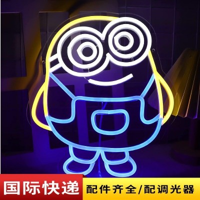 卡通霓虹灯小黄人动漫造型装饰灯儿童礼物卧室房间创意灯跨境商家