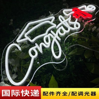 Congrats造型英文字母LED霓虹灯毕业礼物派对发光招牌亚马逊专供