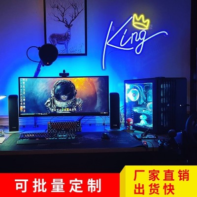 霓虹灯king房间装饰灯创意卡通造型灯皇冠灯派对装饰灯酒吧造型灯