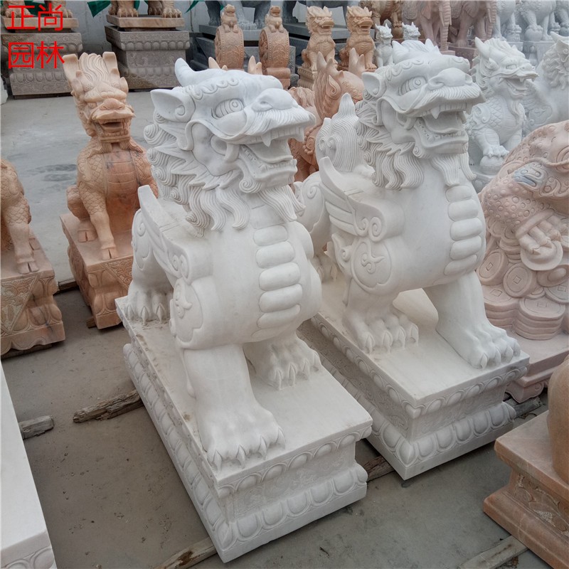 石雕貔貅汉白玉大理石动物雕塑大型公司小区饭店门口庭院雕塑摆件图3