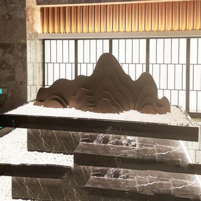 定不锈钢太湖石成品镜面雕塑金属景观水景假山形玻璃钢电镀摆件