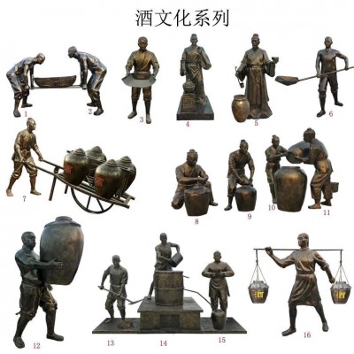 定制玻璃钢仿铜人物农耕民俗铸铜雕塑公园广场摆件农耕雕像可制作
