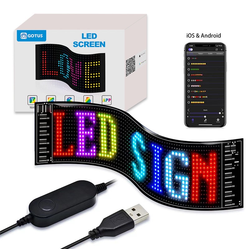 车载LED显示屏 软条屏趣味显示屏手机蓝牙改字户外LED屏