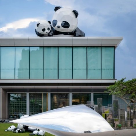 仿真熊猫玻璃钢雕塑园林景观小品大型公园景区草坪户外装饰品摆件图1