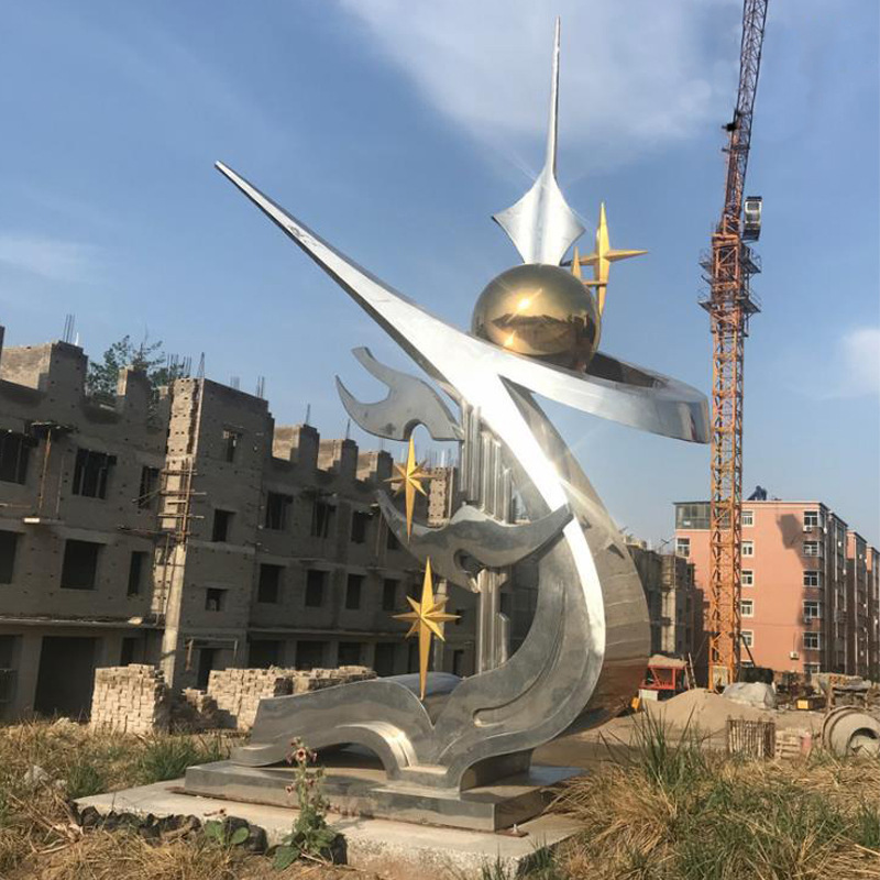 大型不锈钢雕塑厂家抽象镜面几何飘带异形景观户外广场可定制摆件