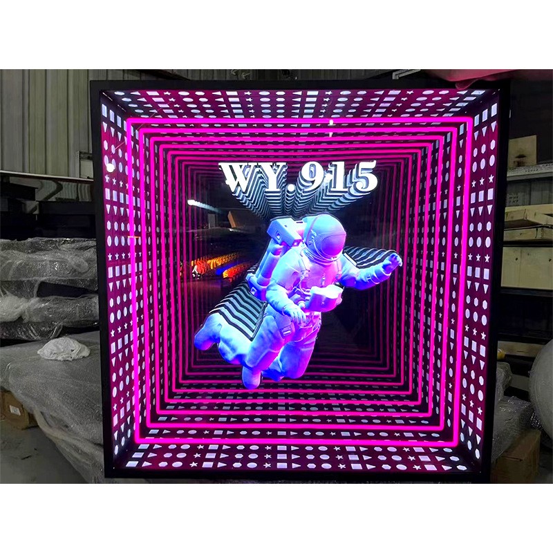 户外千层深渊字镜灯箱3d隧道效果网红发光字广告牌超薄亚克力灯箱图2