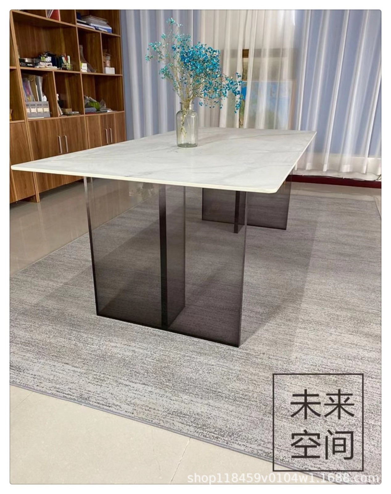 高透明亚克力桌腿T型有机玻璃亚克力办公家具吧台高端悬浮桌脚图3