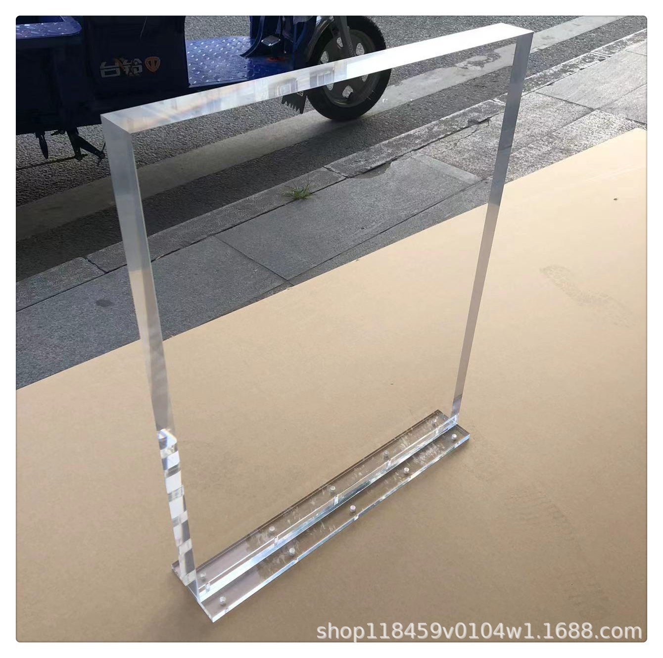 高透明亚克力桌腿T型有机玻璃亚克力办公家具吧台高端悬浮桌脚图2