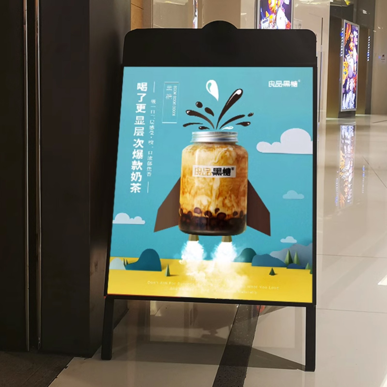 户外防风铁质双面海报架咖啡店立式落地展示架黑色星巴克 立牌批发图3