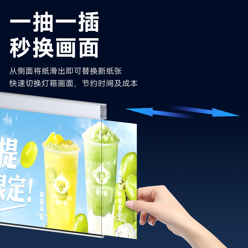 吊牌抽画灯箱 超市商场悬挂双面展示发光广告牌铝合金吊挂灯箱图2