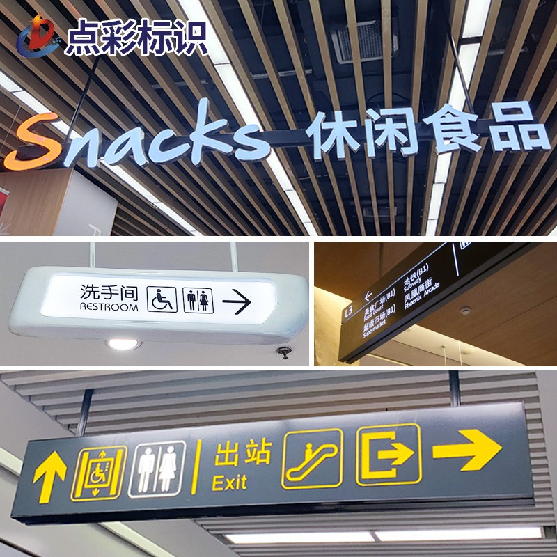 悬挂商场吊牌灯箱指示牌超市区域分类指示牌收银台发光字吊牌灯箱图3