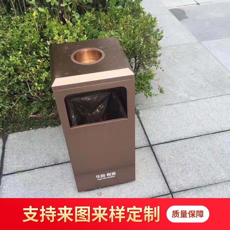 厂家制作高档别墅小区环卫垃圾桶酒店园林绿化铸铝铁花仿古垃圾桶图3