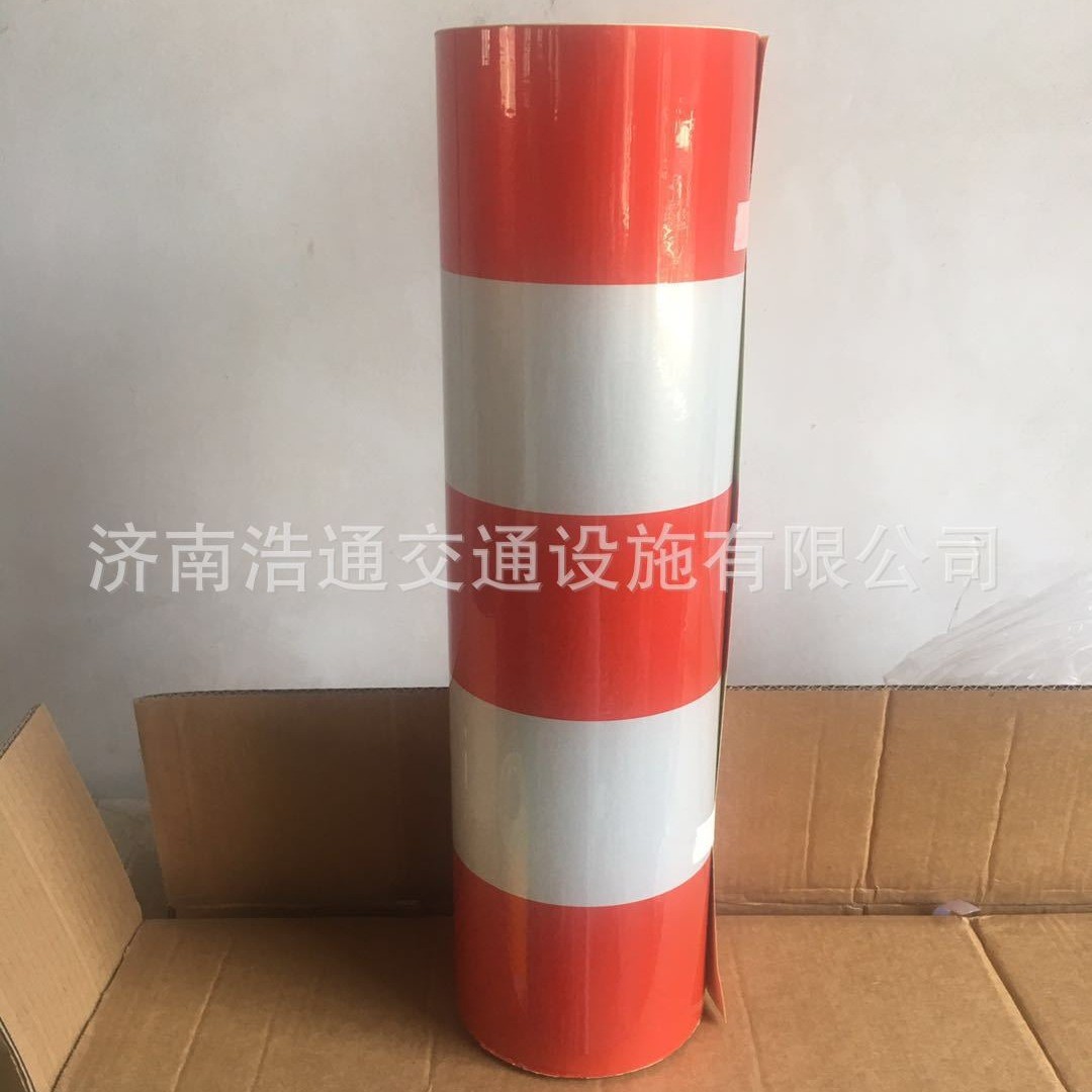 道口桩专用膜 红白黄黑直纹防撞桩反光膜警示柱升降柱道口柱专用图2