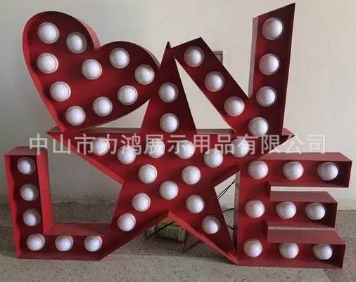 灯泡字LED门头招牌定制个性酒吧KTV露营立体景观落地字发光广告牌图1