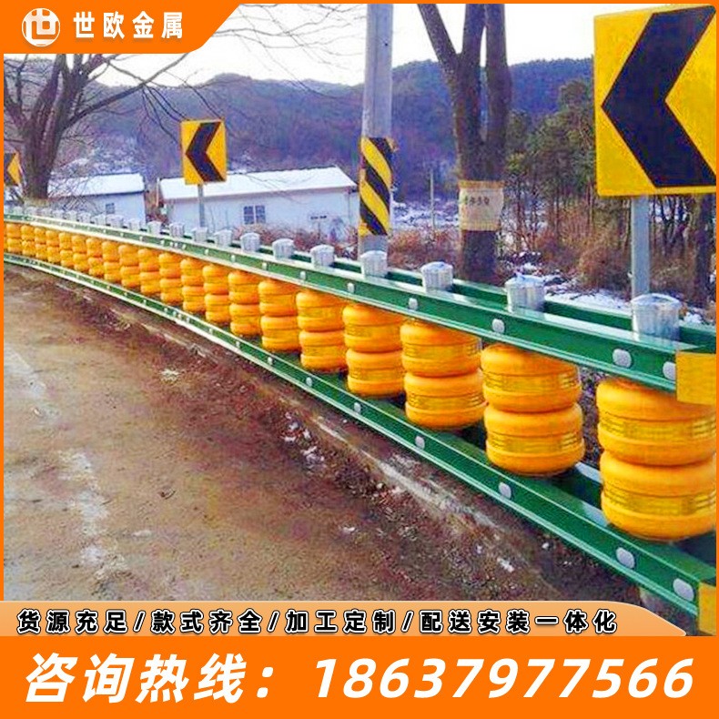 高速公路护栏旋转桶护栏EVA可导向旋转式滚筒式镀锌防撞桶防护栏图3