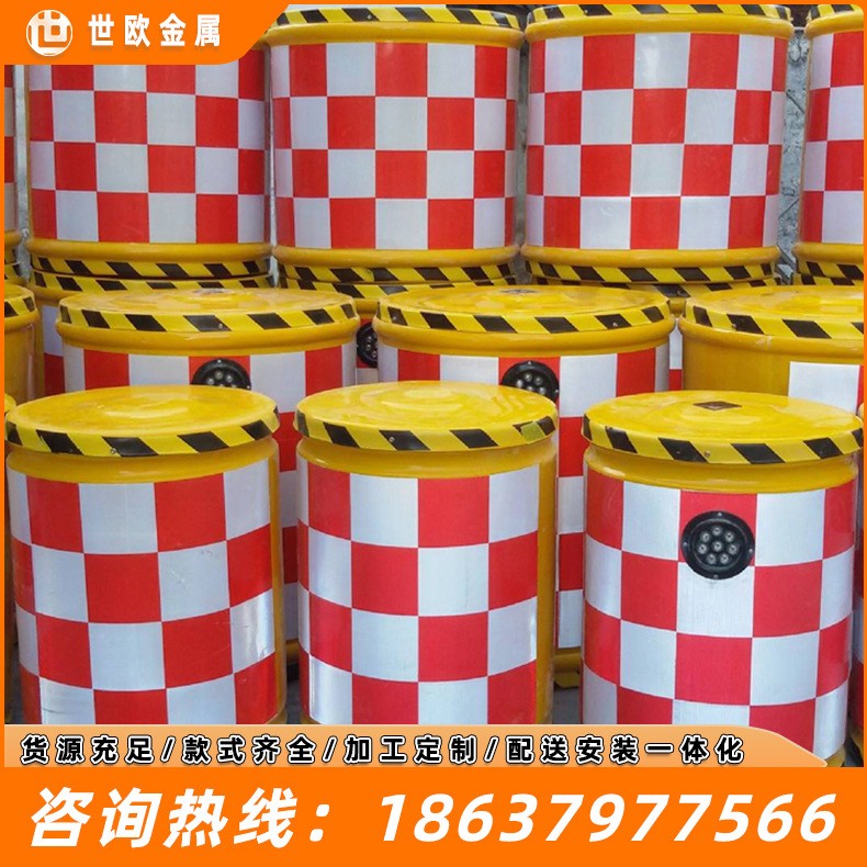 太阳能防撞桶滚塑圆型桶道路防撞施设交通安全隔离墩吹塑防撞桶图3