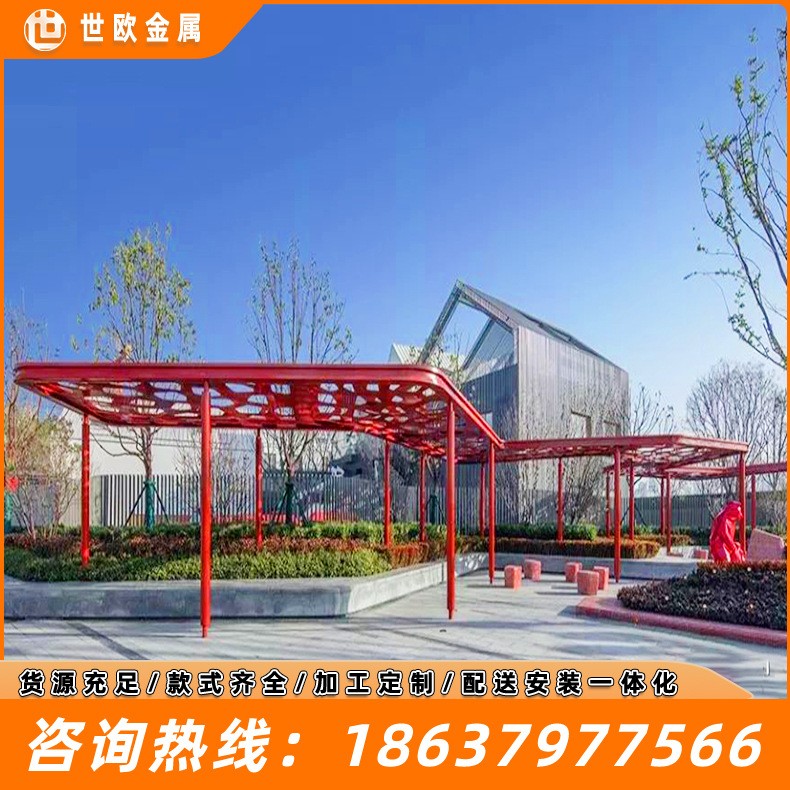 户外不锈钢廊架园林小区广场钢结构长廊亭子大型不锈钢景区廊架