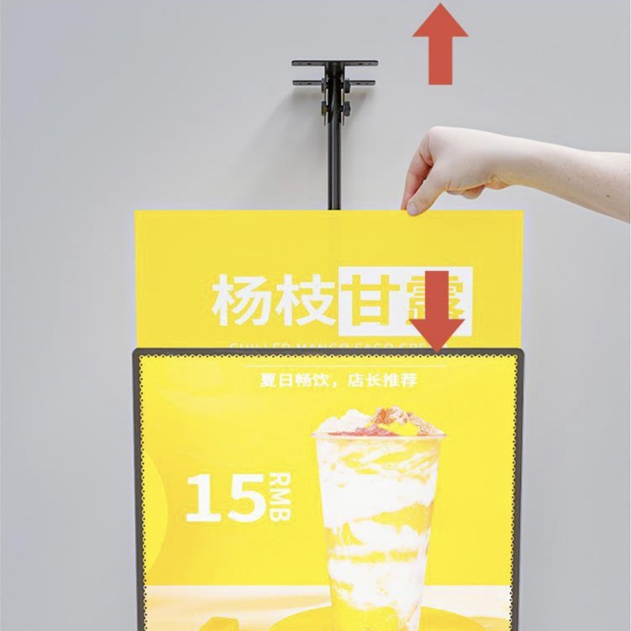 吊挂式超薄电视灯箱广告机奶茶店发光门头灯箱餐饮悬挂价目表灯箱图2