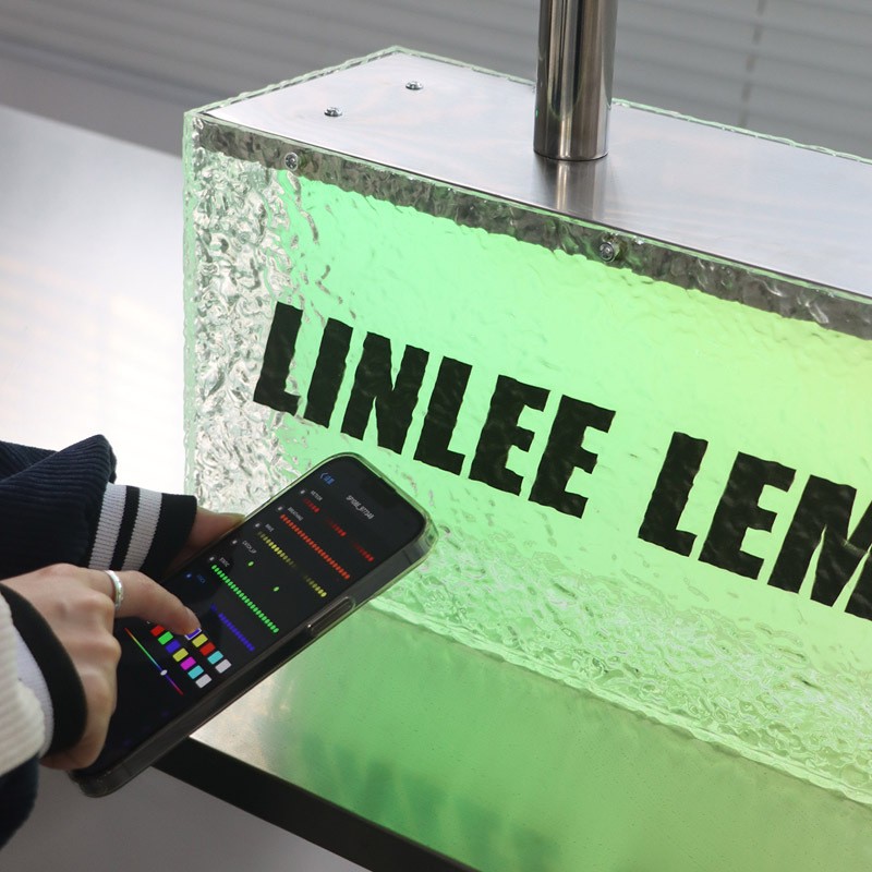 网红石头纹亚克力灯箱吊挂式双面发光广告牌遥控led七彩门头招牌图2