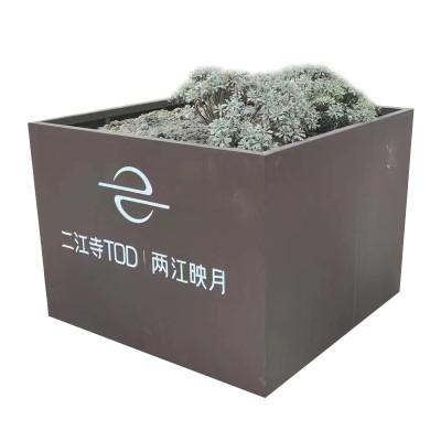 户外铁艺花箱组合园林不锈钢花坛售楼部花箱防腐花池室外花槽成都