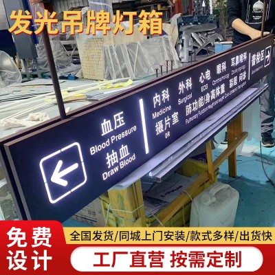 定 制led双面发光亚克力灯箱商场超市医院导向广告指示牌镂空吊牌