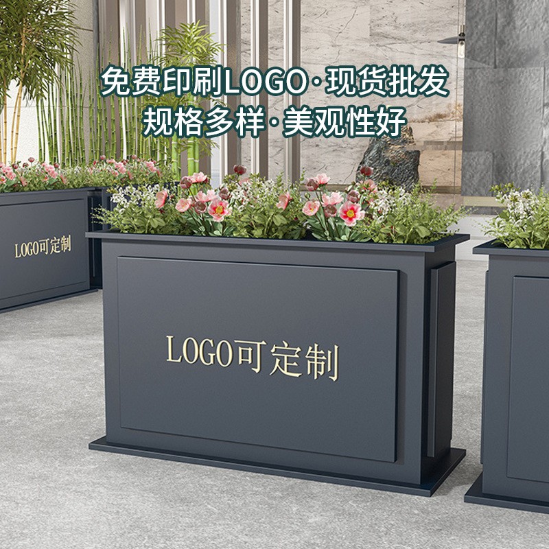户外铁艺花箱镀锌钢市政花坛不锈钢售楼部咖啡厅广场外摆隔断花槽图3