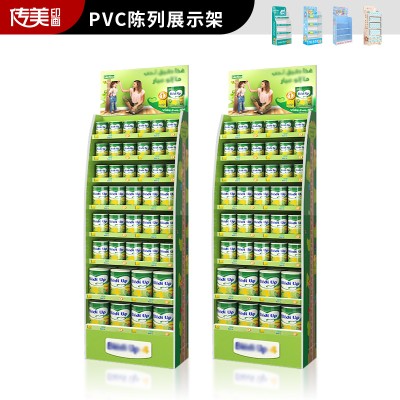 定制超市食品PVC展示架零食饮料雪弗板陈列架便利店落地多层货架