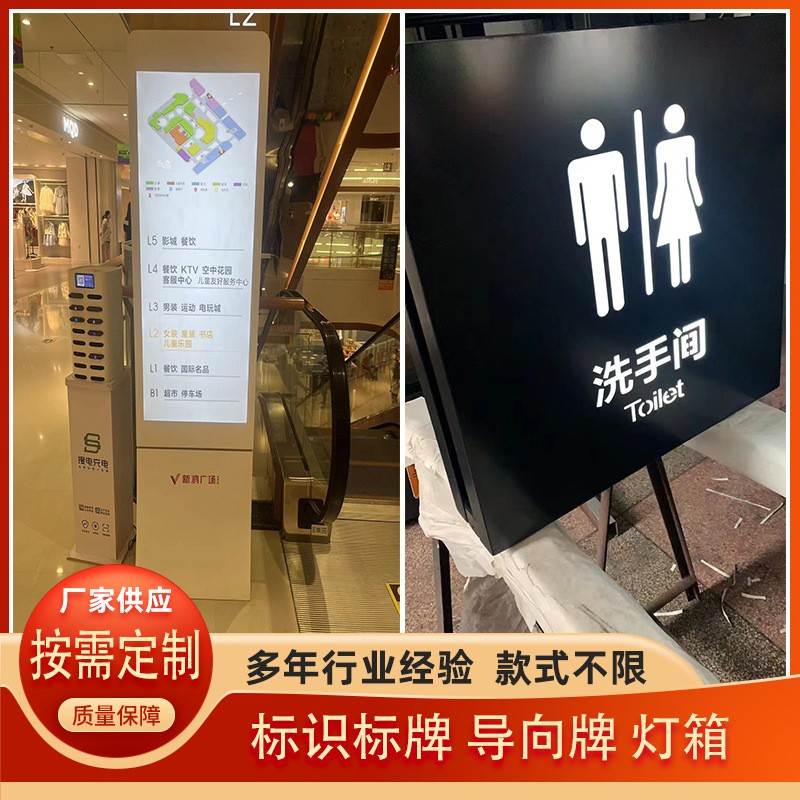 商场吊牌灯箱指示广告双面灯箱悬挂发光字招牌地下车库指引牌图2